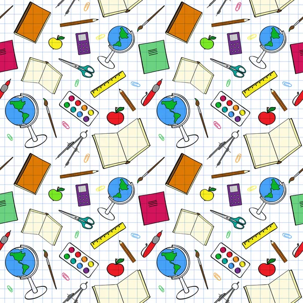 色彩缤纷的模式与学校有关的项目 — 图库矢量图片