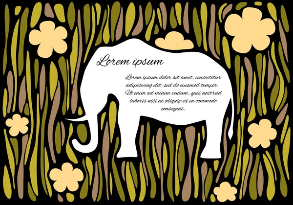 Silhouette of an elephant in jungle — Stock Vector