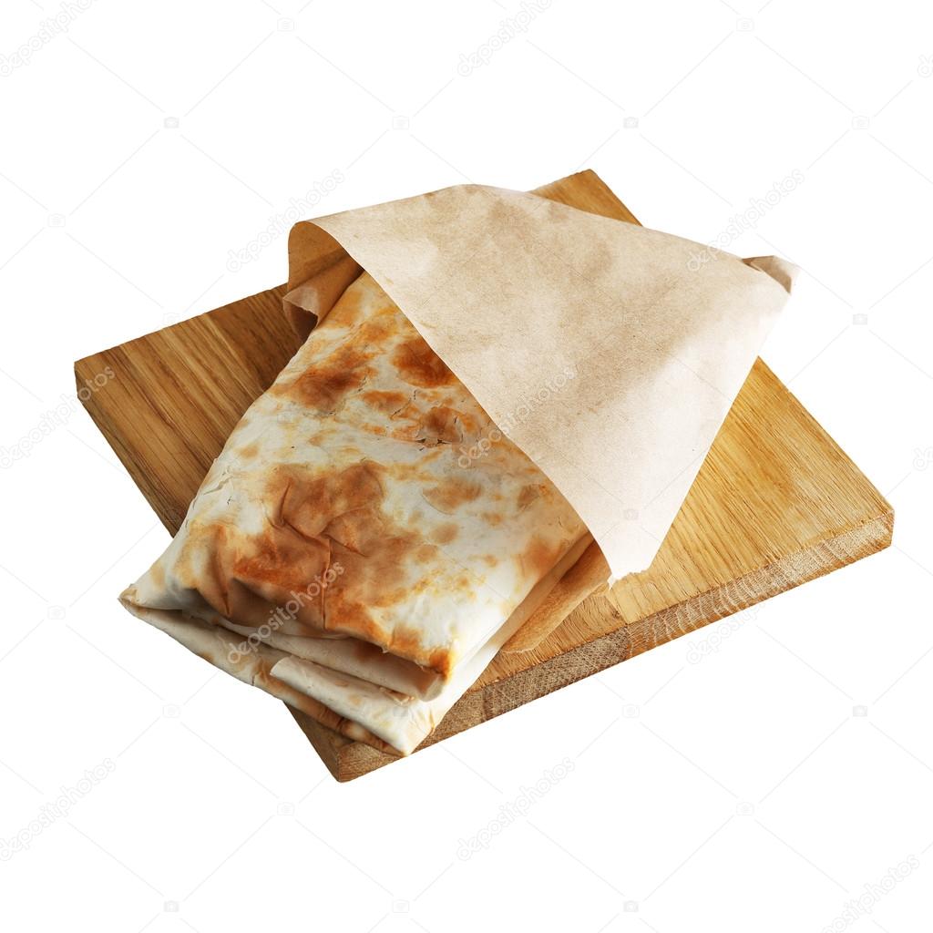 Lavash - traditional Armenian bread. Isolated on white