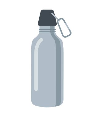 Yeniden kullanılabilir paslanmaz çelik su şişesi. Çevre dostu metal termos vektör düz illüstrasyon