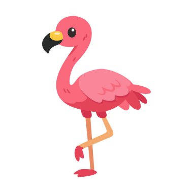 Tropikal çocuk odası dekor vektörü için sevimli pembe flamingo çizimi