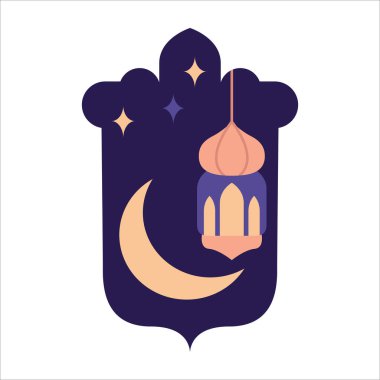 Ramazan feneri ve ay düz renk ikonu