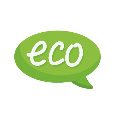 Eko tipografi metin vektörlü yeşil konuşma kabarcığı