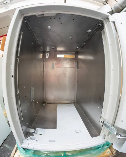 ATM safe reinforced from the inside with steel anti-burglary plates. Improving the reliability of the bank safe.