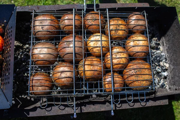 Large Herb Flavored Brown Mushrooms Grilled — Stock Photo, Image