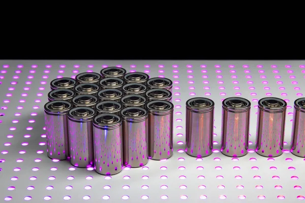 New modern high-capacity lithium-ion batteries. A prototype of new batteries on a laboratory table.