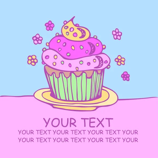 Carte cupcake dessinée à la main invitation enregistrer la date de mariage — Image vectorielle