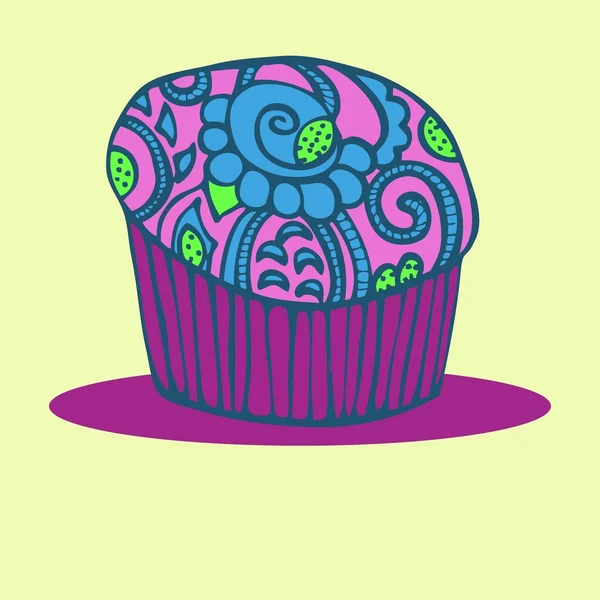 Hand drawn cupcake card invitation save the date wedding — Stock Vector