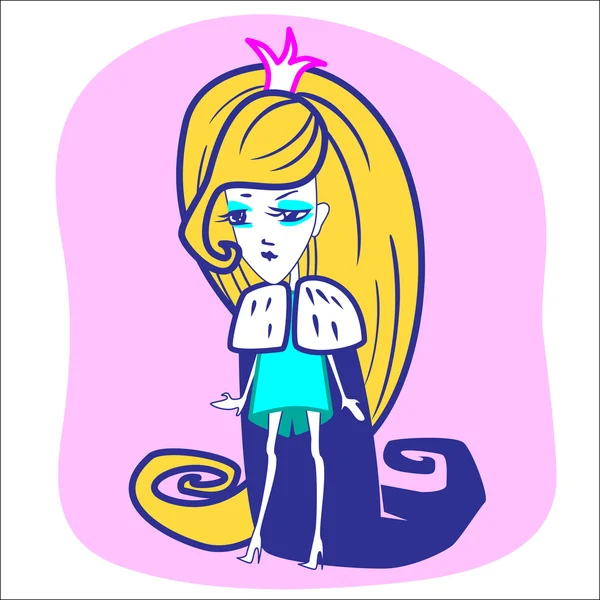 Princesa menina dos desenhos animados — Vetor de Stock
