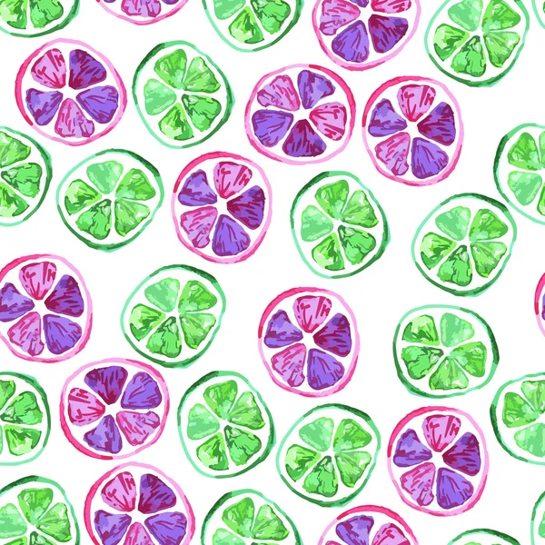 Watercolor seamless pattern with limes — Stock Vector