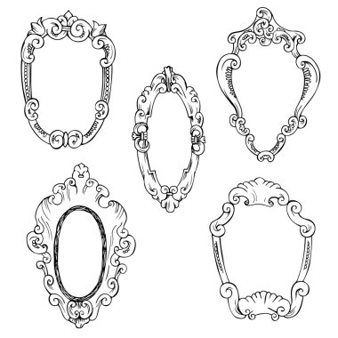 Vintage kroki elle çizilmiş kare