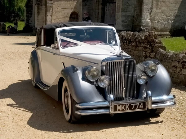 Trowbridge Wiltshire Angleterre 2005 Vintage Jaguar Wedding Car Dressed Ready — Photo