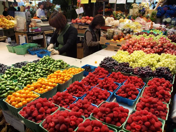 Vancouver Colúmbia Britânica Canadá 2009 Fruit Veg Stand Granville Market — Fotografia de Stock