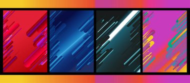 A4 boyutlu dikey sayfa broşürü ve broşür kapağı şablonu ayarlandı. Soyut ışık ve satır arkaplanı.