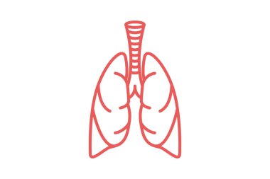 Modern düz çizgi simgesi biçiminde insan akciğerleri simgesi