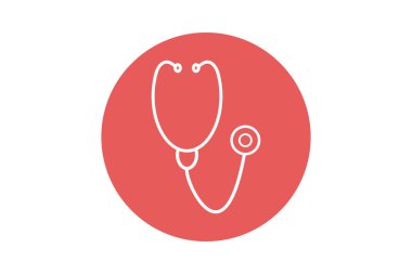 Tıbbi fonendoskop, beyaza izole edilmiş siyah stetoskop. Profesyonel steteskop simgesi. Düz stil vektör çizimi. Web tasarımı için stilize edilmiş vektör, dekorasyon giysileri, reklamcılık