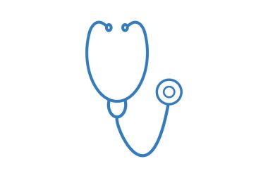 Tıbbi fonendoskop, beyaza izole edilmiş siyah stetoskop. Profesyonel steteskop simgesi. Düz stil vektör çizimi. Web tasarımı için stilize edilmiş vektör, dekorasyon giysileri, reklamcılık