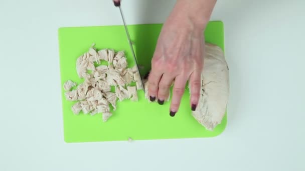 Das Filet in Stücke schneiden — Stockvideo