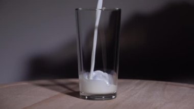 Süt bardağa dökülür. Yavaş çekim 250 fps