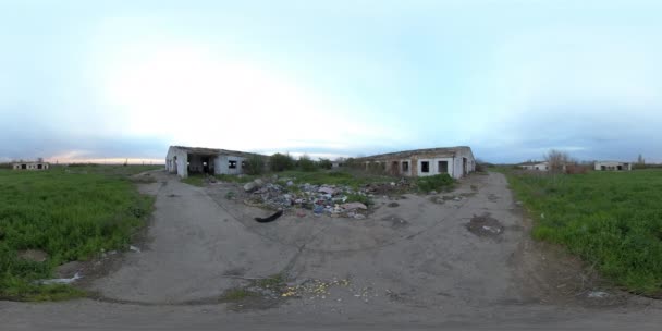 5K 360 VR Ruiny starej opuszczonej hodowli zwierząt — Wideo stockowe