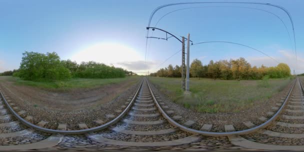 4K 360 VR Železnice s kolejnicemi a pražci — Stock video