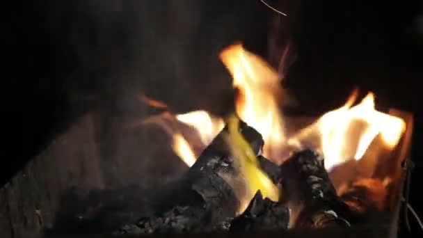 Fire in the grill — Stock Video