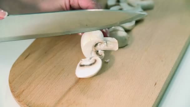 Грибы Шампиньи, белые грибы — стоковое видео