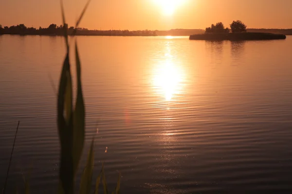 Pôr do sol no lago — Fotografia de Stock