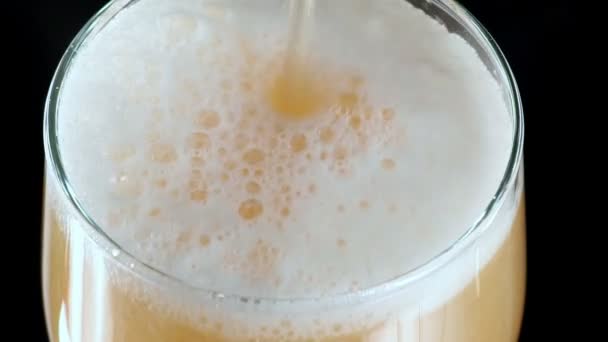 Beer in a Glass. The Black Background is Insulated — Stock Video
