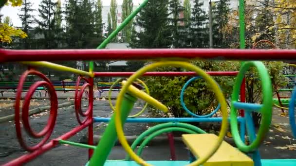 Childrens Playground in Autumn — Stock Video