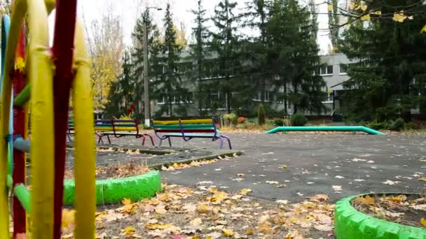 Childrens Playground in Autumn — Stock Video