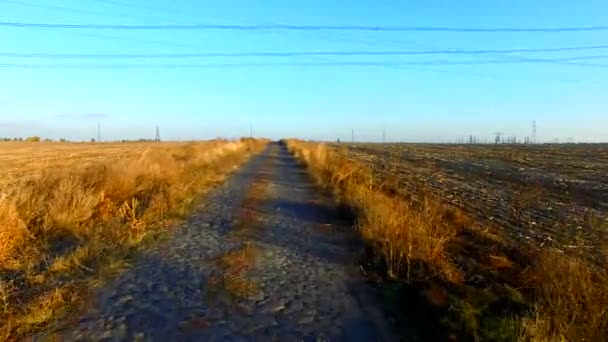 Über die alte Straße fliegen — Stockvideo