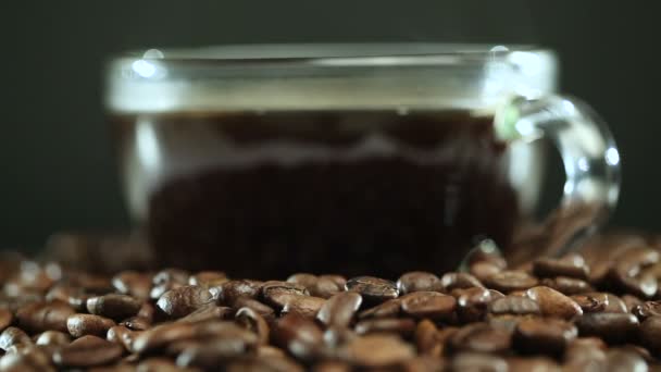 Cup of coffee Beans Roasted in — Stock Video