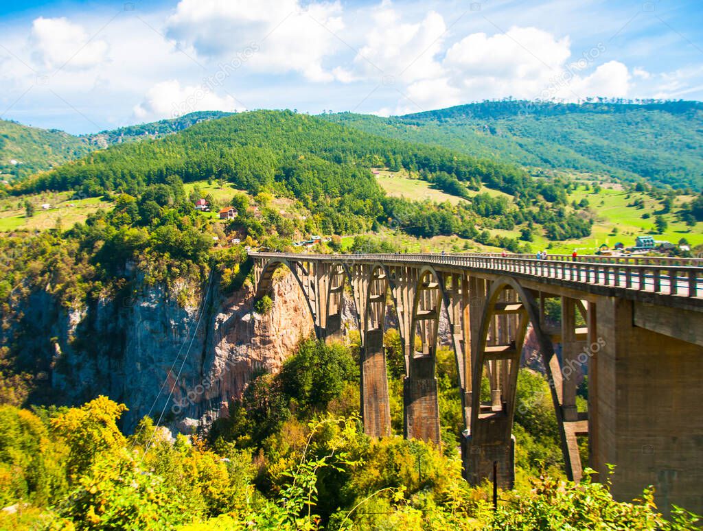 Durdevica Tara arc bridge in the mountains of Montenegro. One of the highest automobile bridges in Europe.