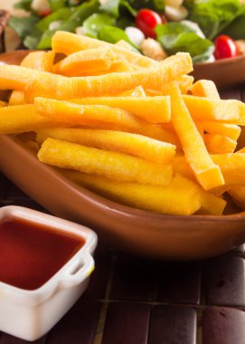 Fried polenta yakın çekim