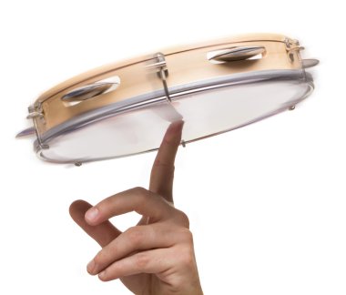 Tambourine on human hand clipart