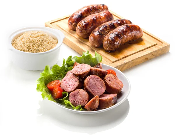 Saucisse rôtie sur le gril . — Photo