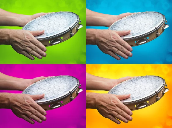 Tambourine in human hands — Stock Photo, Image