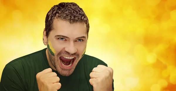 Brazilian male football fan — Stock Photo, Image