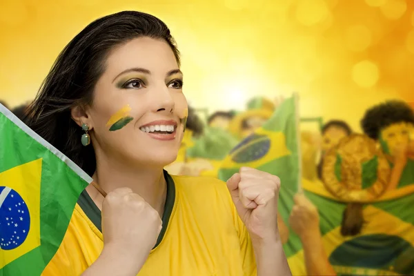 Brazilian female football fan — Stock Photo, Image