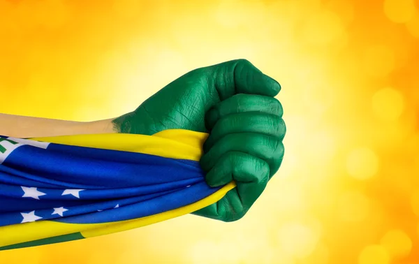 Патріот бразильському вентилятор з прапором — стокове фото