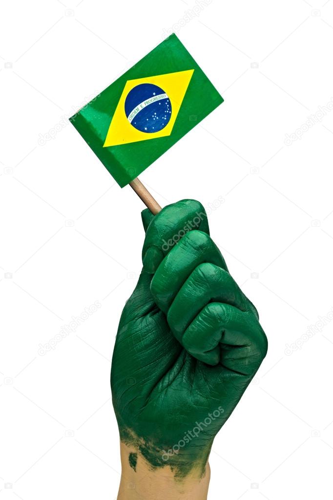 Brazilian fan patriot with flag