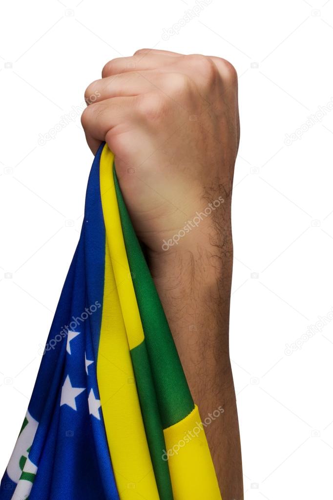Brazilian fan patriot with flag
