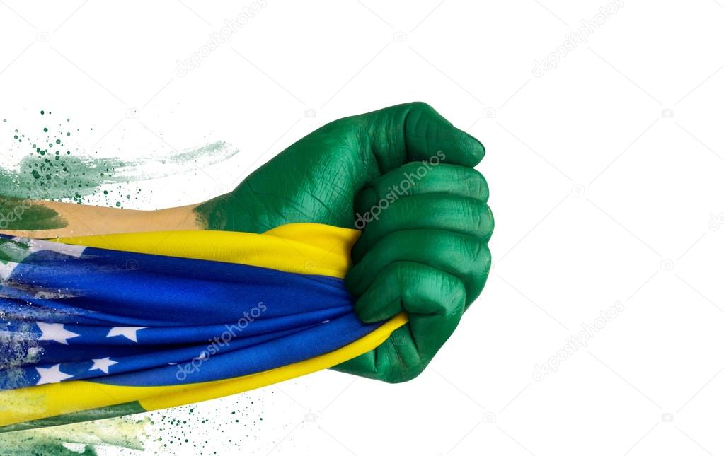 Brazilian fan patriot with flag