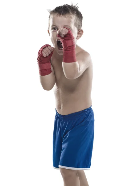 Boxer enfant en short et bandages — Photo