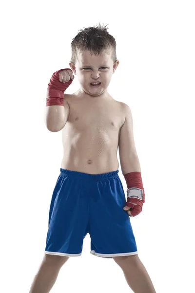 Boxer enfant en short et bandages — Photo