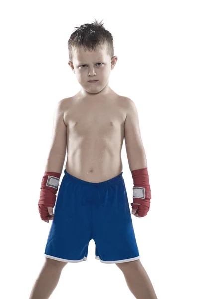 Boxer enfant en short et bandages — Photo