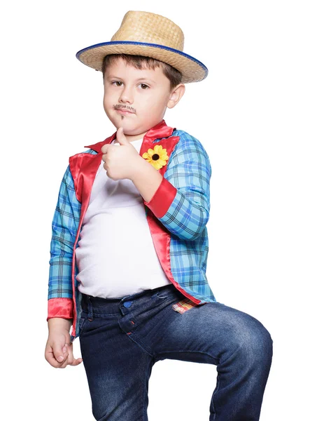 Niño con sombrero de paja posando —  Fotos de Stock