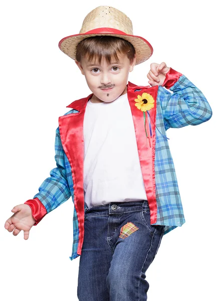 Boy  wearing straw hat posing — Stock Photo, Image