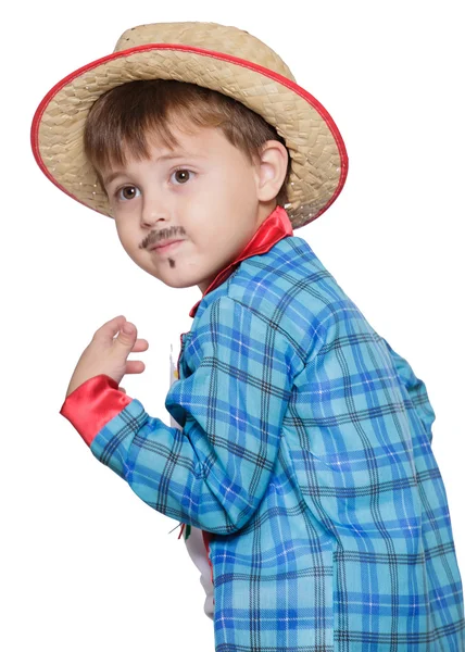 Boy  wearing straw hat posing — Stock Photo, Image